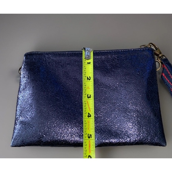 Anthropologie Wristlet Leather Blue‎ Metallic Shimmer NWOT